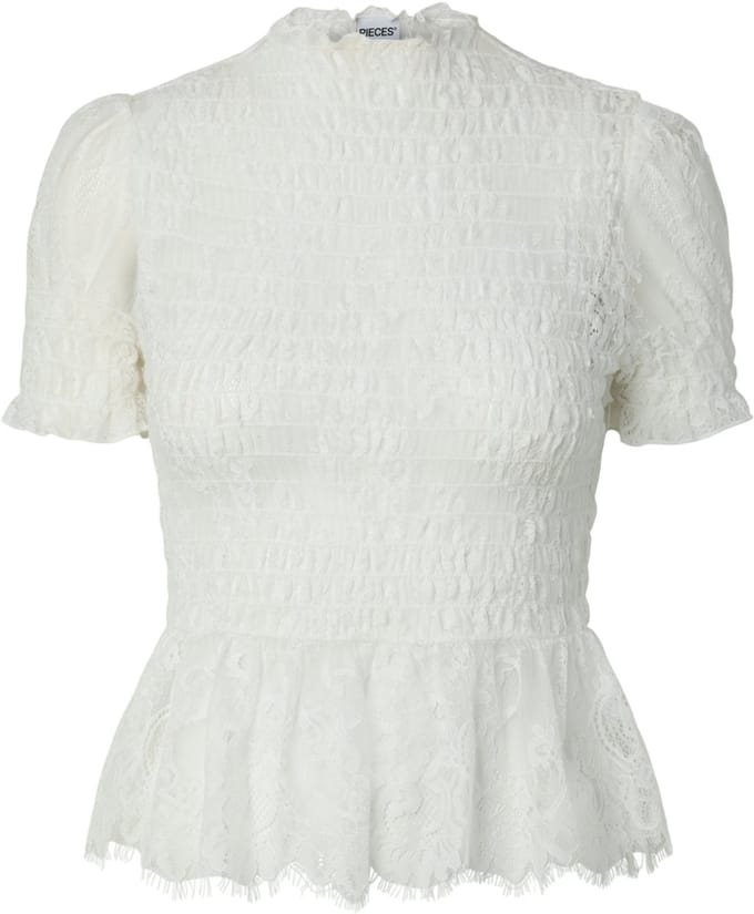 Pieces Top Pcjilly Ss Lace Top Jrs D2d 17170415 Bright White Dames Maat - M