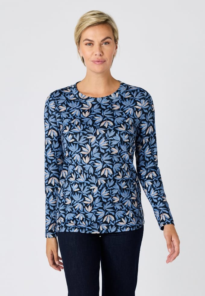 Damart - T-shirt geborsteld warm tricot - Dames - Blauw - M