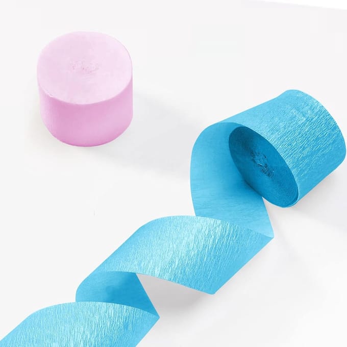 Merkloos Kreppapier - 6 Rol - 25m per Rol - Roze & Blauw