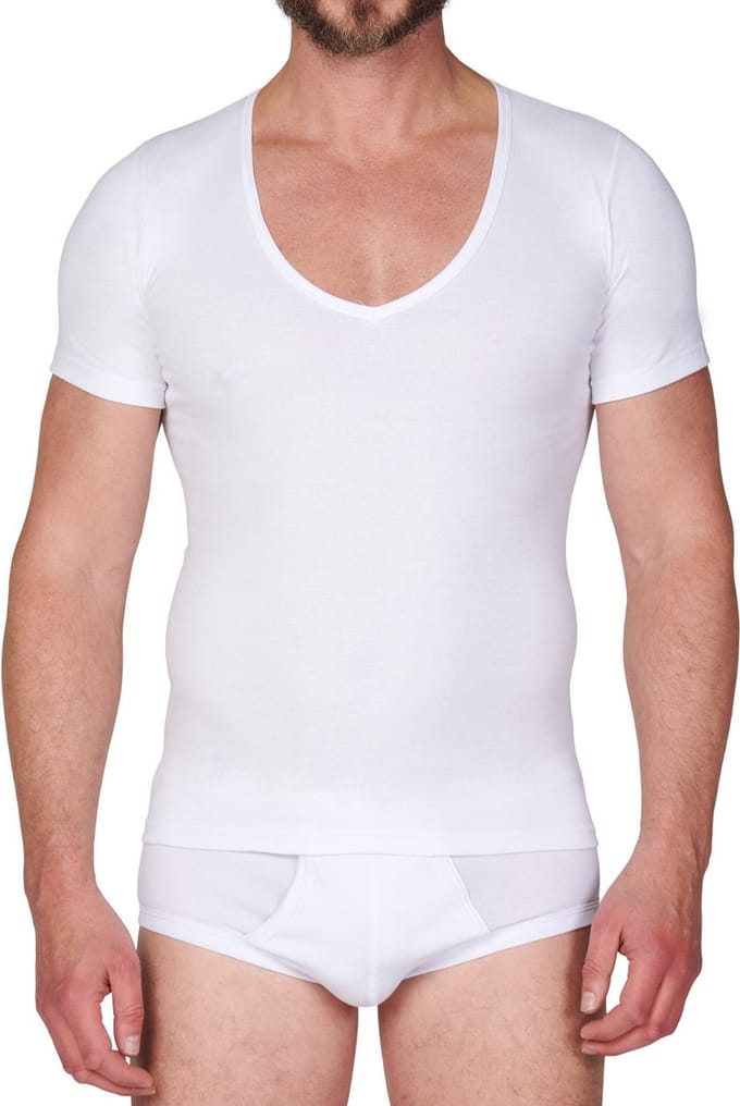 Beeren T-Shirt Diepe V Hals Wit - MT XL