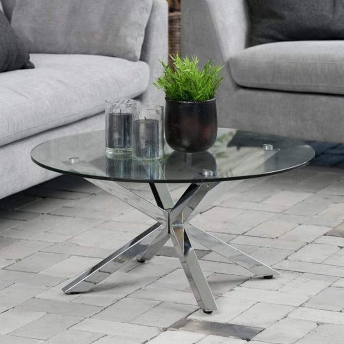 Giga Living Salontafel Harrie - Glas/Zilver - Ø82x40cm