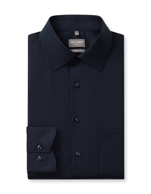 OLYMP Luxor comfort fit overhemd - popeline - marine blauw - Strijkvrij - Boordmaat: 42 (EU maat: L)
