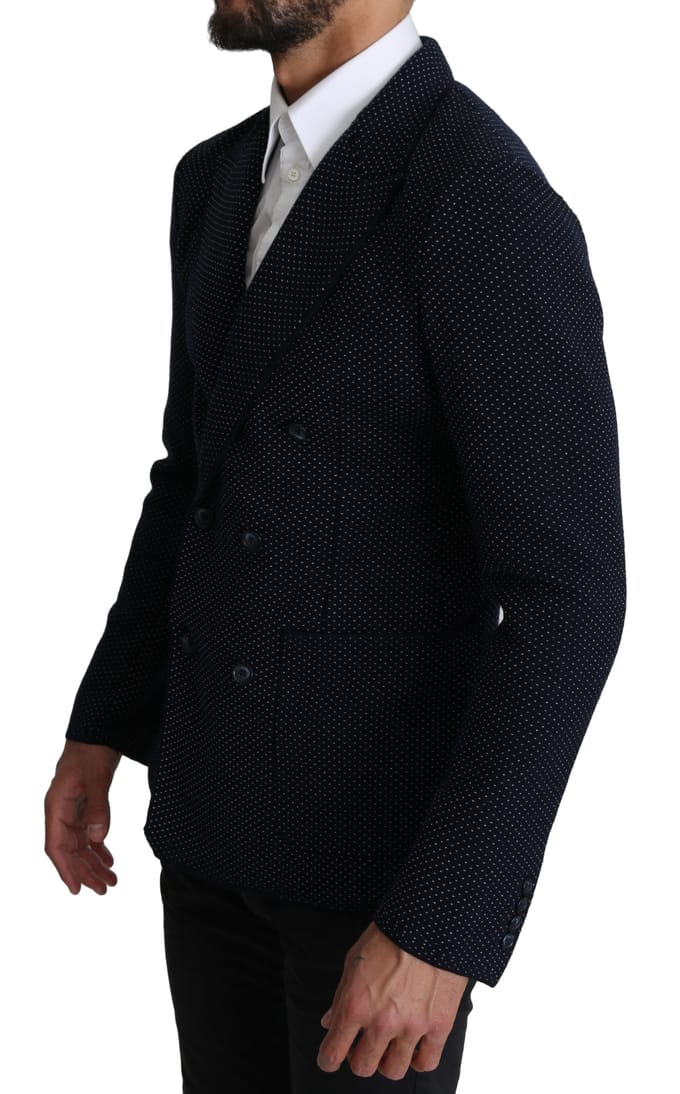 Dolce & Gabbana Mannen donkerblauw gestippelde Double Breasted Jas Blazer