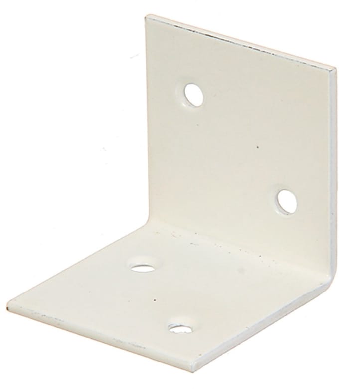 Versterkingshoek – zijde 40 mm x 40 mm – breedte 40 mm – gefosfateerd staal wit – per 4 stuks
