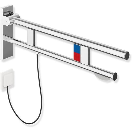 HEWI System 900 folding support rail Duo Design B with 2 function keys (E-extension) WC paper holder, 900.50.19140