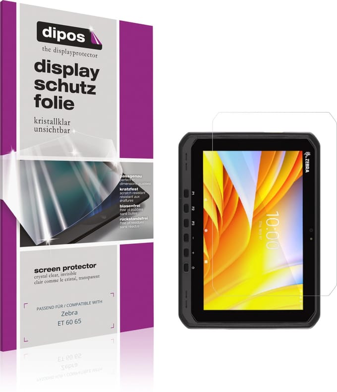 dipos – 2x Beschermfolie geschikt voor Zebra ET 60 65 | Krasbestendige & heldere Screenprotector Ultra-Thin
