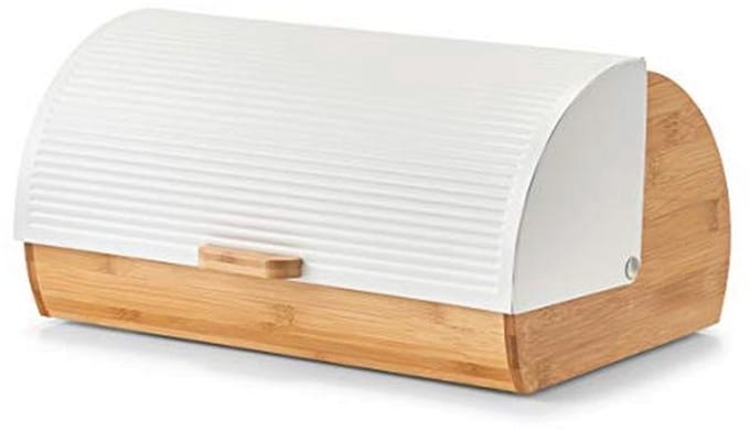 Moderne Bamboe en Metaal Broodtrommel in Scandi-Design