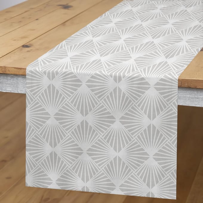 ABAKUHAUS Tafelloper – Geometrisch grijs-wit – 40x180 cm – wasbaar