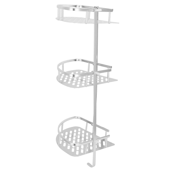 3-laags hoekdoucheplank, wandgemonteerde douche-organizer, opbergrek voor toilet, keuken white