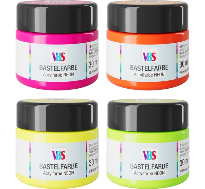 VBS Knutselverf set "NEON", 4 x 30 ml