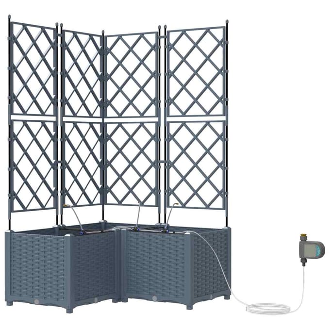 vidaXL - Plantenbak - 3 - st - Lichtgrijs - 80 - x - 80 - x - 142 - cm - PP