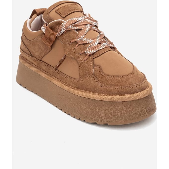 Riven Leren Platform Sneaker Dames