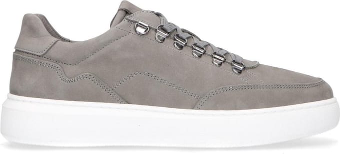 Manfield - Heren - Grijze nubuck sneakers - Maat 40