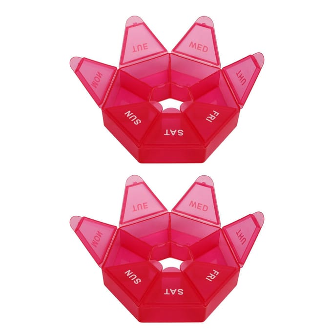 2 Stuks 2 Keer Per Dag Wekelijkse Medicijn Organizer Doos 7 Dagen Medicijn Organizer Kleine Container Houder red