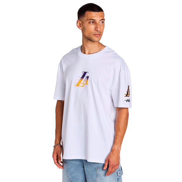 Pro Standard Lakers Wave T-shirts Heren - Wit - Maat S - Katoen Jersey
