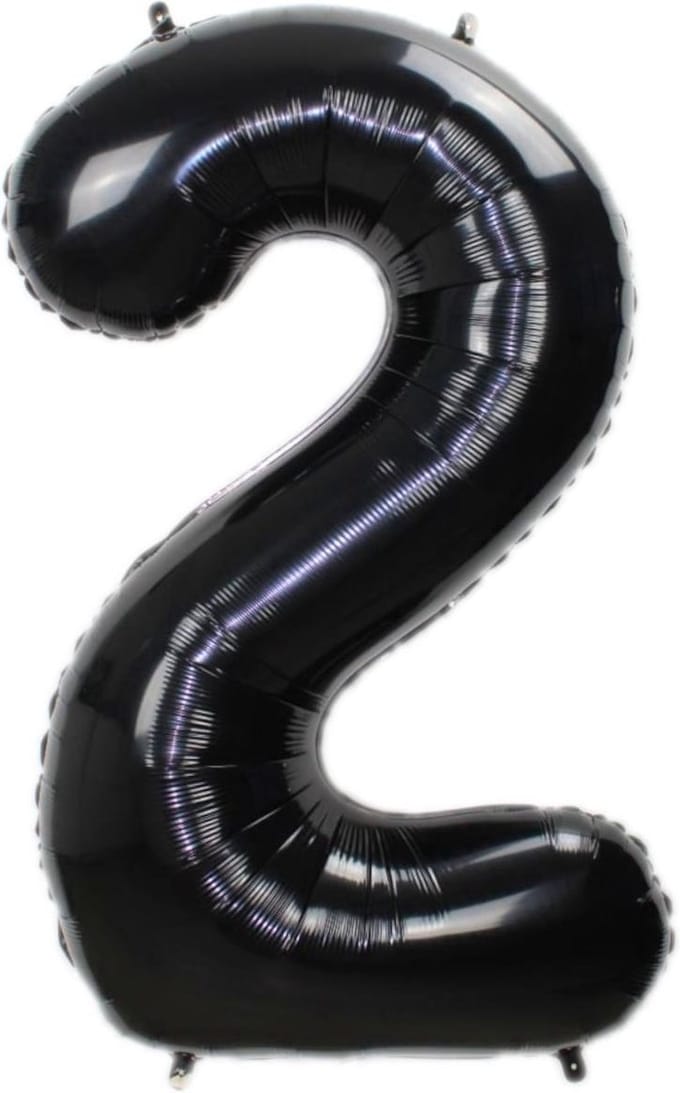 New Age Devi - Feestelijk - Cijferballon - Folieballon - 70cm - Zwart - Nummer 2
