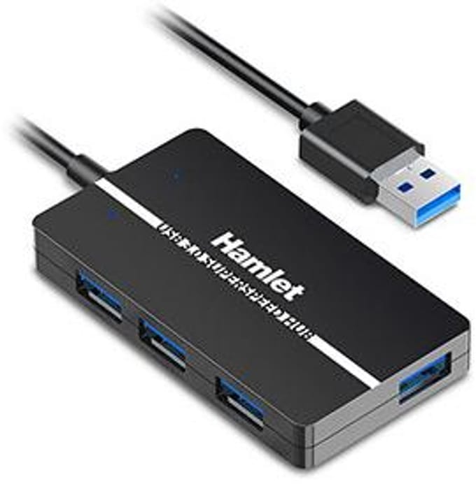 Hamlet XHUB-04U3P interface hub USB 3.2 Gen 1 (3.1 Gen 1) Type-A 5000 Mbit/s Zwart