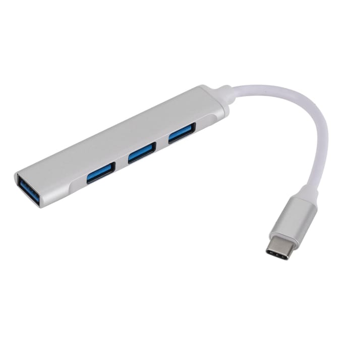 C809 Type C USB Hub 4-poorts USB 3.0 Data Hub Adapter Draagbare USB 3.0 Hub Verlengkabel Splitter 4 zilver