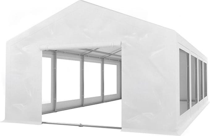 Partytent 4x8m PVC met grondframe brandvertragend