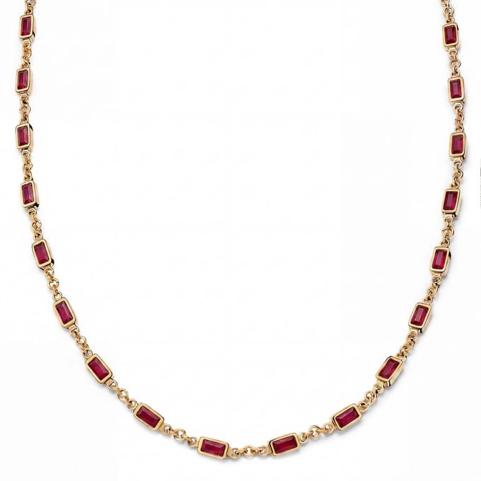 Prism | Goudkleurige ketting met rode stenen van kristalglas