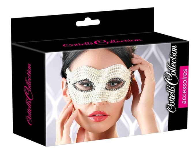 Spannend Oogmasker met witte parels