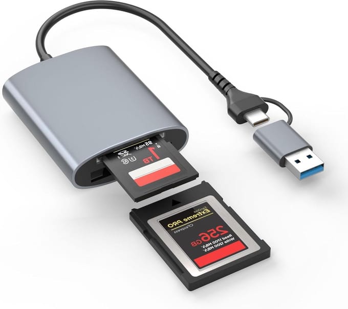 Geheugenkaartlezer - Kaartadapter CFexpress lezer - Snelle Data Overdracht - Dubbel Slot - 10 Gbps - Zwart