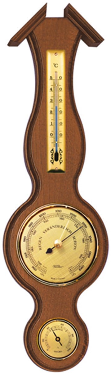 Fischer - Klassiek Weerstation van Notenhout - Thermometer, Barometer & Hygrometer