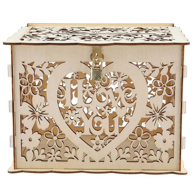 Bruiloft Kaartendoos met Sleutels DIY Geld Geschenkdoos Voor Verjaardagsfeest beige