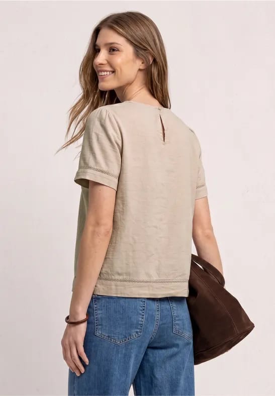 Blouseshirt met ronde hals en tapedetails