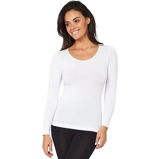 Boody - Bamboe Dames top lange mouw - Wit / L