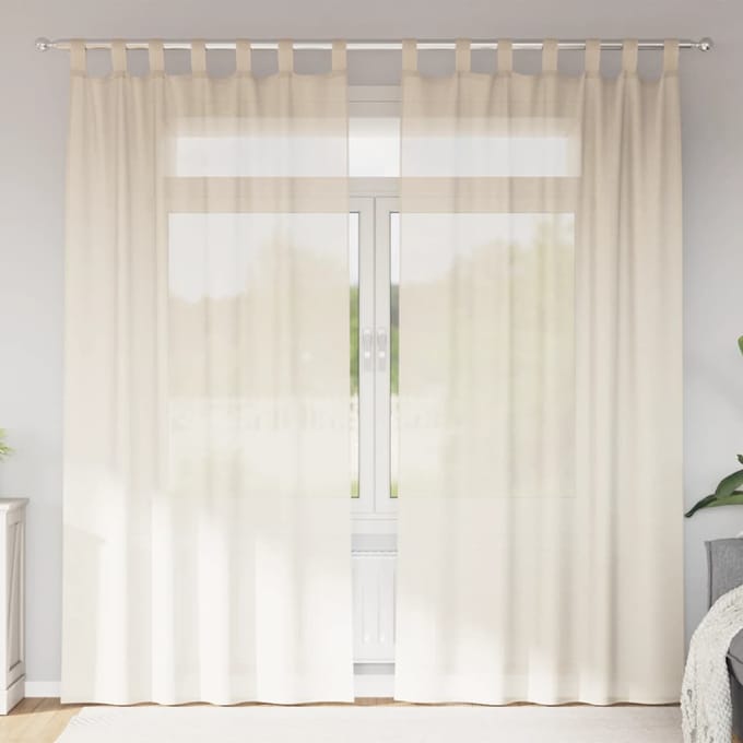 vidaXL - Gordijnen - voile - met - Tab - Top - 2 - st - crèmekleurig
