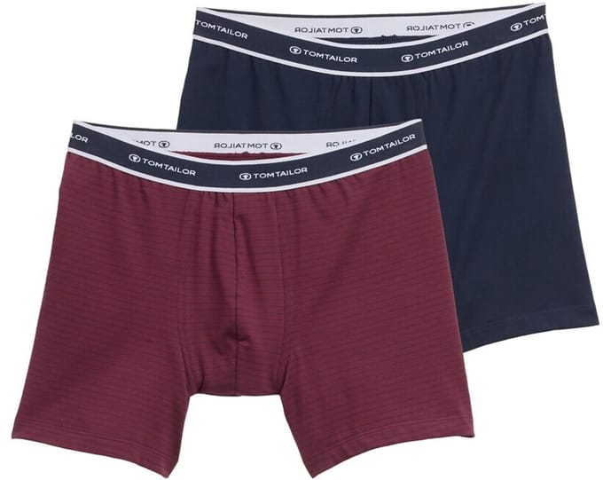 Tom Tailor - Korte boxershorts in een 2-pack - Maat S/4 - red stripes