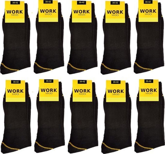Work Werksokken zwart 10 paar 43-46