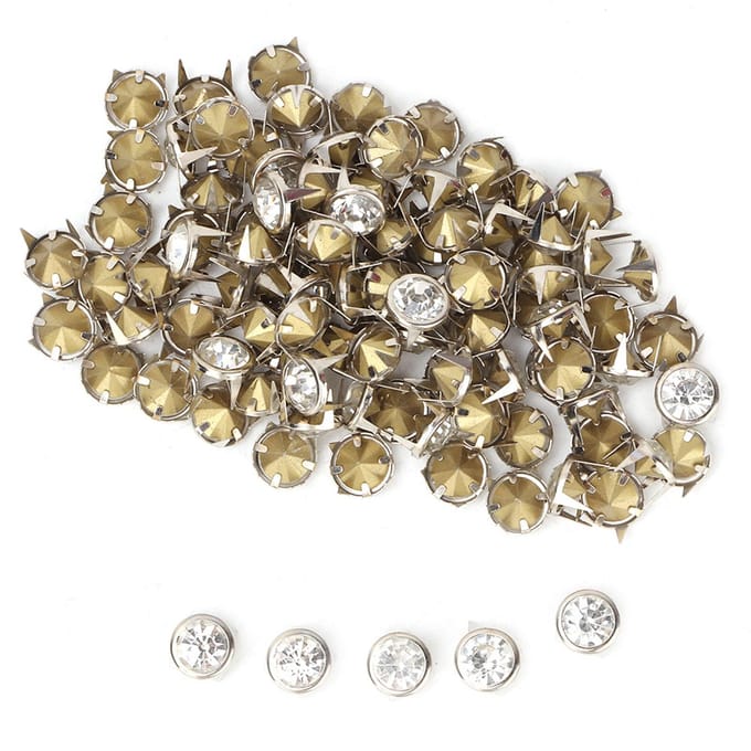 100 stuks Stoffen Dop Kristal Inleg Snelle Klinknagels Spots Studs Dop voor DIY Leer Ambacht Decoratie brown