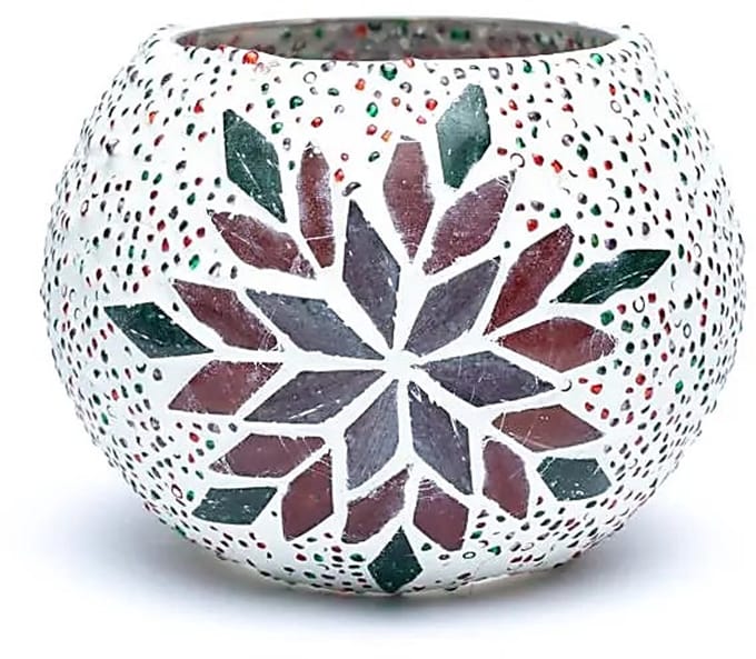 Mozaïek theelichthouder blad - 7.5cm