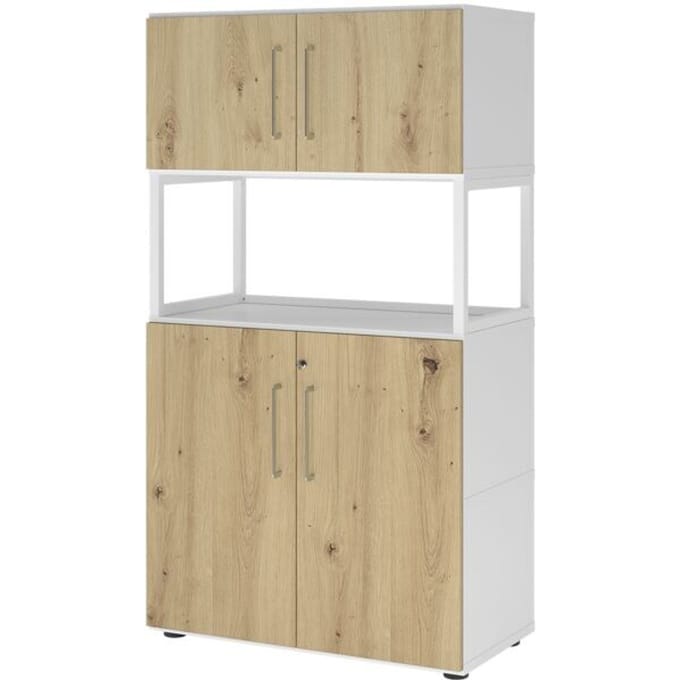 FlexWall | 4 OH | 2x deuren + frame | met verstelbare poten - Wit/Essen-Eik