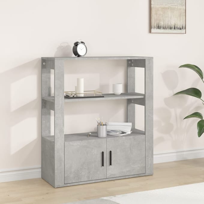 vidaXL - Dressoir - 80x30x90 - cm - bewerkt - hout - betongrijs