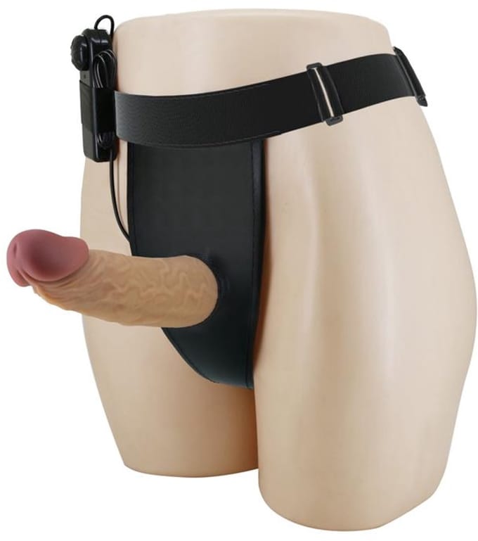 PRETTYLOVE Draven Harness With Hollow Vibrating Dildo