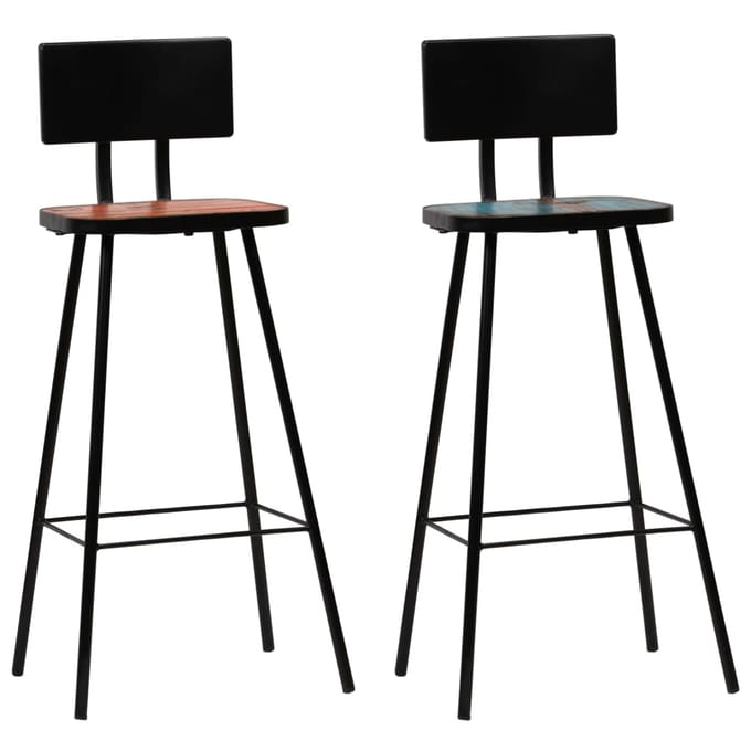 vidaXL - Barkrukken - 2 - st - massief - gerecycled - hout