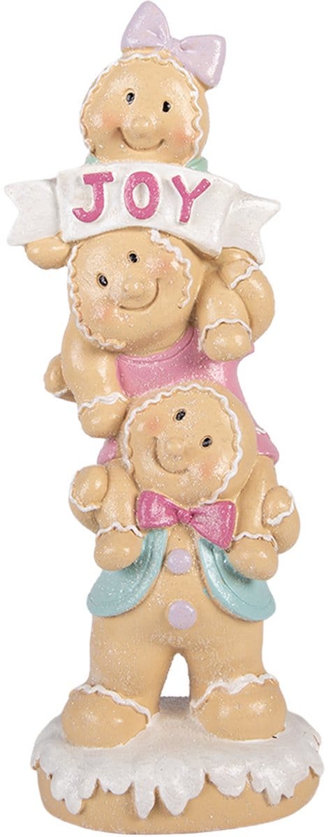Clayre & Eef Kerstdecoratie Beeld Gingerbread man 11x9x30 cm Bruin Kunststof