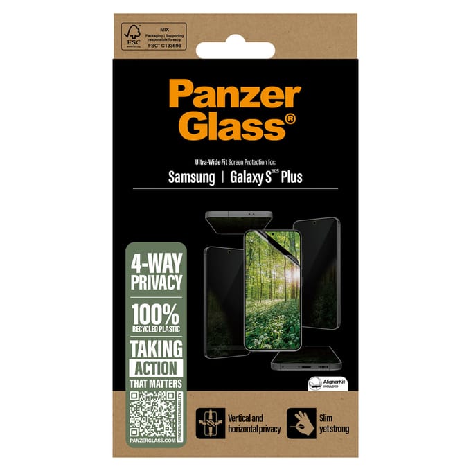 PanzerGlass ECO MATRIX 4-way Privacy Screen Protector Samsung Galaxy S25+ | Ultra-wide Fit
