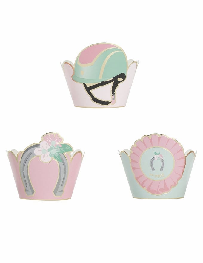 PARTYPRO - 6 cupcake-vormpjes paard pastelblauw en roze