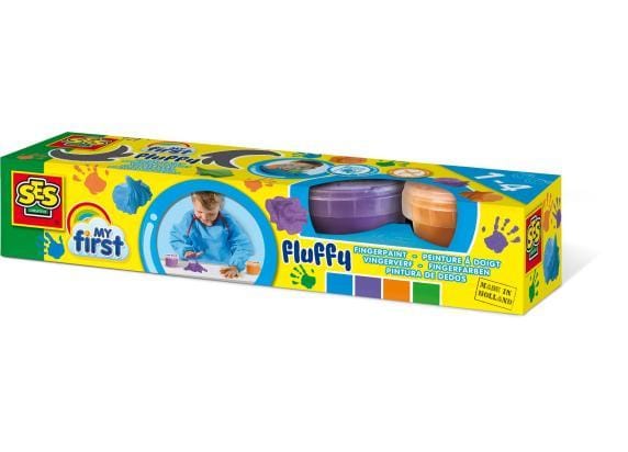 SES Creative My First Vingerverf - Fluffy 4 Kleuren - Vanaf 1 Jaar - 4 x 110 ml - Babyproof - Glutenvrij - Schoencadeautjes Sinterklaas