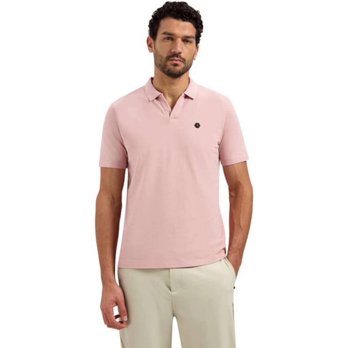No Excess Polo short sleeve v-collar basic light mauve