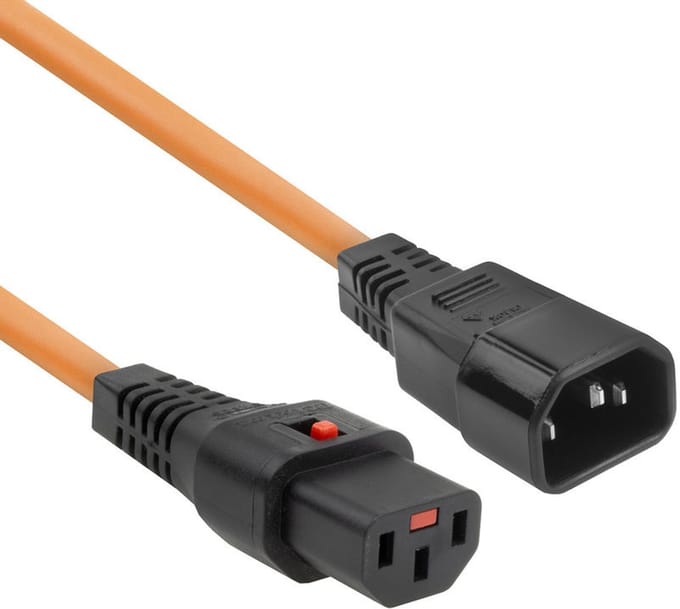 ACT Netsnoer C13 IEC Lock - C14 oranje 2 m, PC940 AK5037