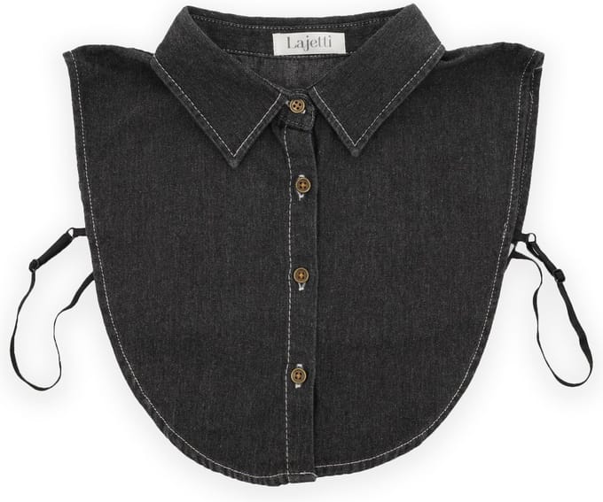 Lajetti - Denim Kraagje Zwart - Dames Blouse Kraagje Los