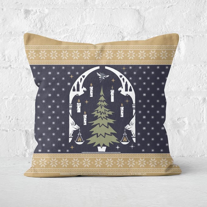Harry Potter Hogwarts Christmas Square Cushion - 60x60cm - Soft Touch