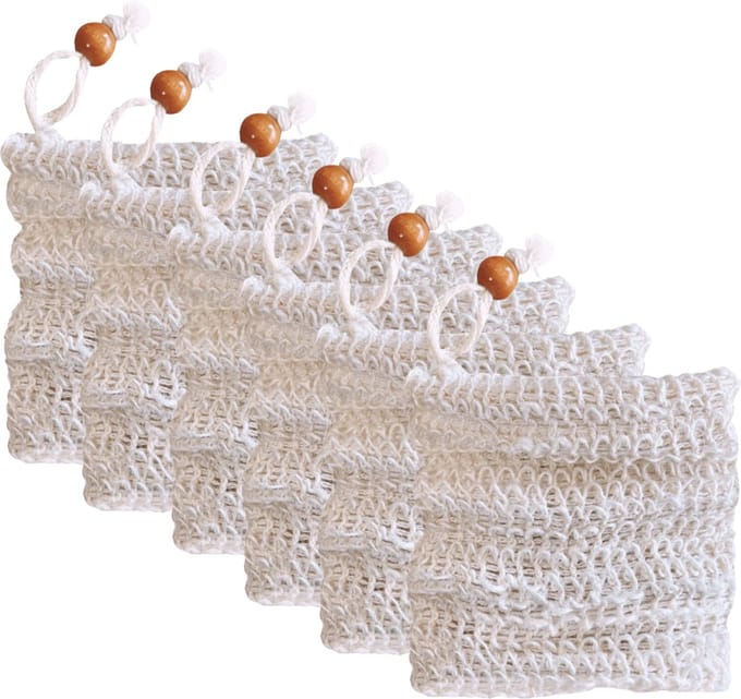 green-goose® Hemp Sisal Zeepzakje - 6 Stuks - 13 x 10,5 cm