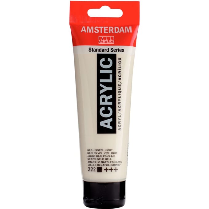 Tube de 120ml Amsterdam acrylique couleur lumière jaune de NAPLES jaune