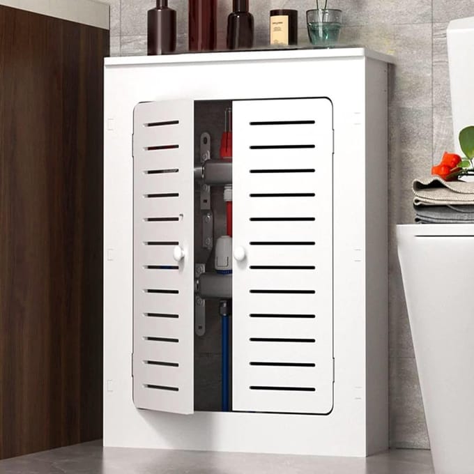 Radiatorafdekking met deuren - Verwarmingkast plank - Ruimte decoreren - Ademend ontwerp - L60xH80cm - Wit